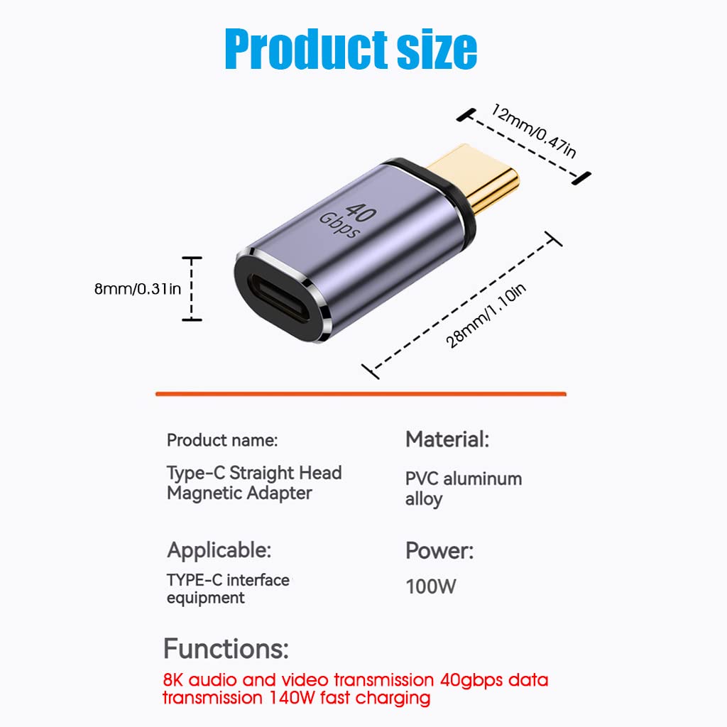 Verilux Type C Adapter Right Angle Magnetic 90 Degree USB C Adapter USB 4.0 Support Thunderbolt 3/4 100W PD Fast Charging 40Gb/s Data Transfer, 8K@60Hz Video Output for MacBook Pro/Air, USB C Devices Verilux Type C Adapter Right Angle Magnetic 90 Degree USB C Adapter USB 4.0 Support Thunderbolt 3/4 100W PD Fast Charging 40Gb/s Data Transfer, 8K@60Hz Video Output for MacBook Pro/Air, USB C Devices